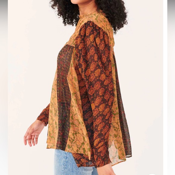 Free People Merrie Mixed Print Boho Style Tunic Top Size Small - Picture 2 of 14